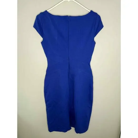 White House Black Market Cap Sleeve Knee Length Sheath Dress Royal Blue Womens 0 - Picture 5 of 9